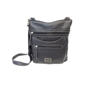 Rosetti Black Crossbody Purse Multiple Front Pockets Faux Leather